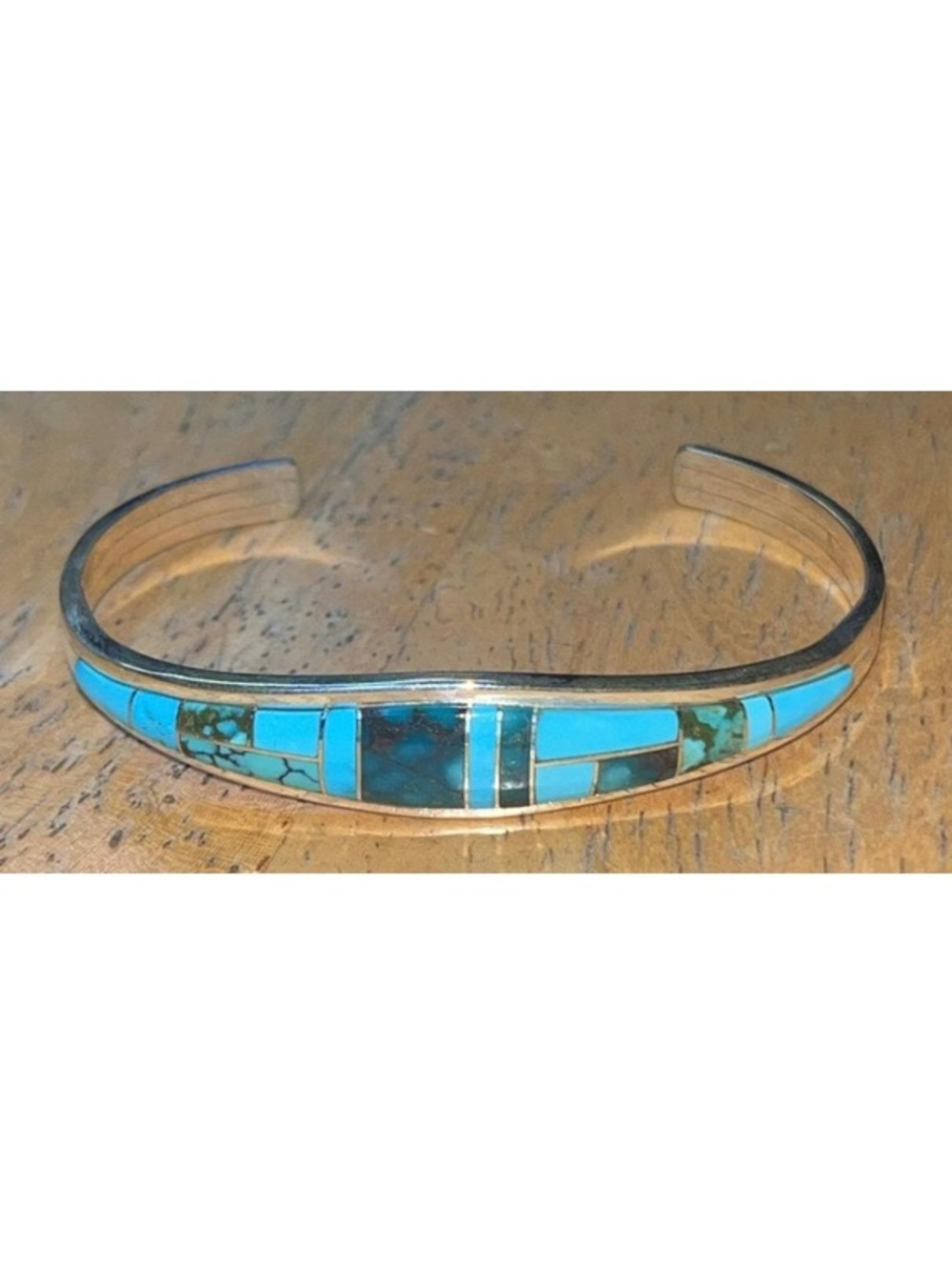 Navajo jewelry handmade sterling turquoise multi stone inlay bracelet/ cuff